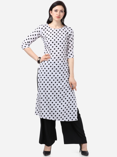 

SAADHVI Women White Printed Crepe Kurta