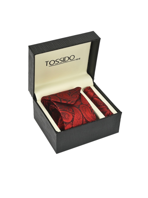 

Tossido Men Maroon & Black Printed Pure Microfibre Accessory Gift Set