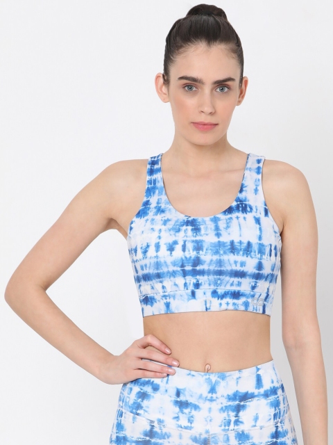 

Silvertraq Blue & White Colourblocked Underwired Full Coverage Workout Bra