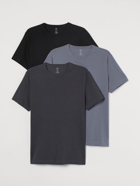 

H&M Men 3-Pack Slim Fit T-shirts, Black