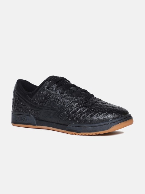 

FILA Men Black Textured Leather Sneakers