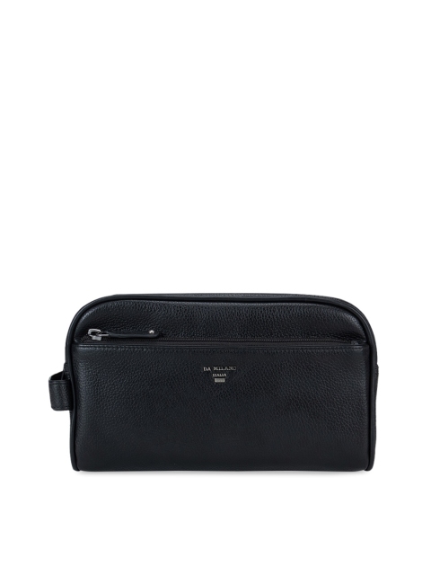 

Da Milano Unisex Black Solid Leather Travel Pouch