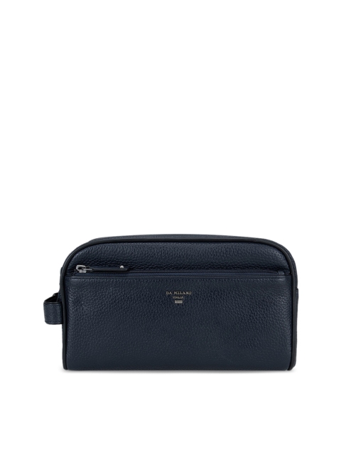 

Da Milano Unisex Navy Blue Solid Leather Travel Pouch