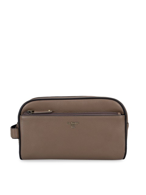 

Da Milano Unisex Taupe Solid Leather Travel Pouch