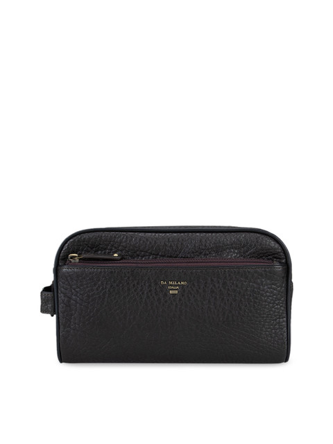 

Da Milano Unisex Coffee Brown Textured Leather Travel Pouch