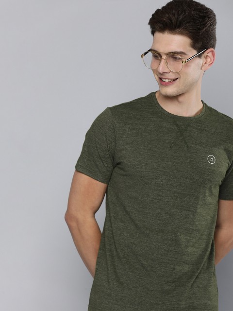 

Mast & Harbour Men Olive Green Round Neck T-shirt