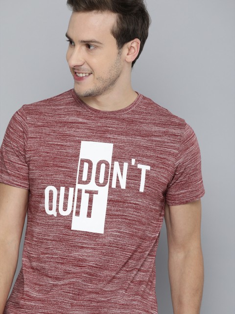 

Mast & Harbour Men Maroon & White Typography Printed T-shirt