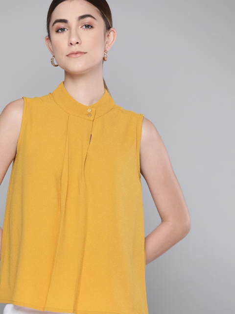 

Chemistry Mustard Yellow Solid Band Collar Top