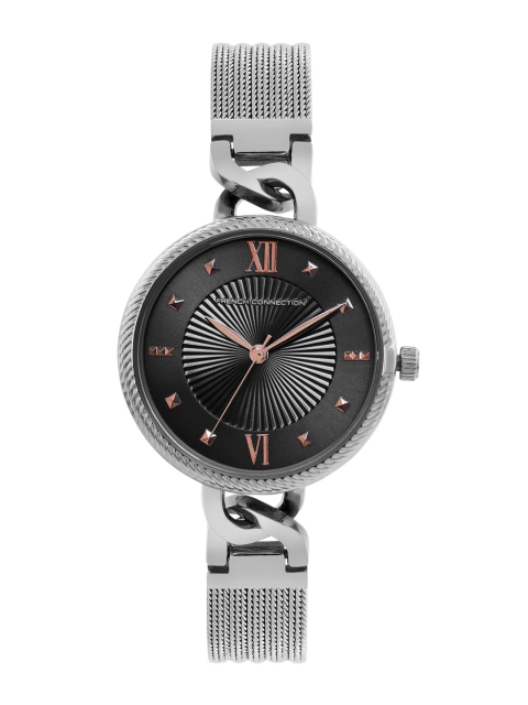 

French Connection Women Black Textured Dial & Silver Toned Straps Analogue Watch FCP24SM