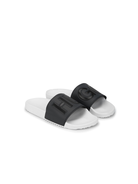 

HUGO Men Black & White Printed Sliders