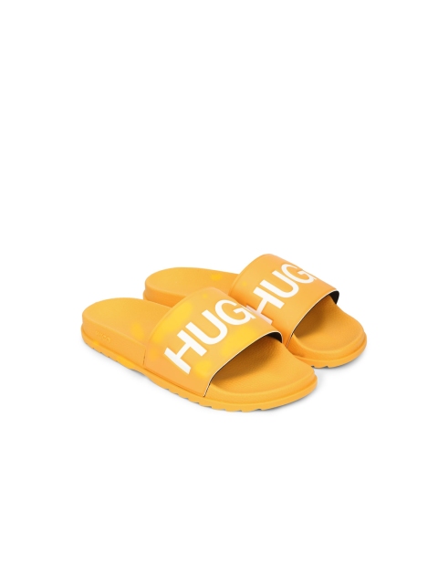 

HUGO Men Yellow Colourblocked Sliders