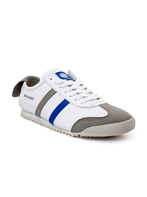 

bacca bucci Men White & Grey Colourblocked PU Sneakers
