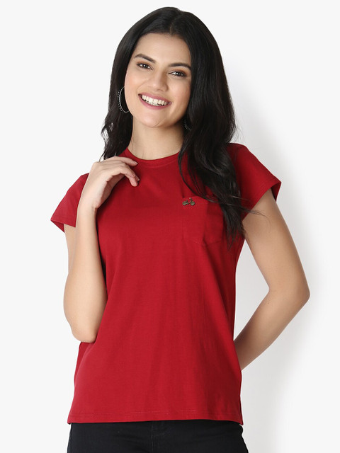 

OM SAI LATEST CREATION Maroon Solid Regular Top