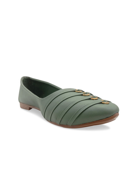 

FEEL FEET Women Green Embellished Ballerinas Flats