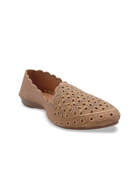 

FEEL FEET Women Peach-Coloured Embellished Ballerinas with Laser Cuts