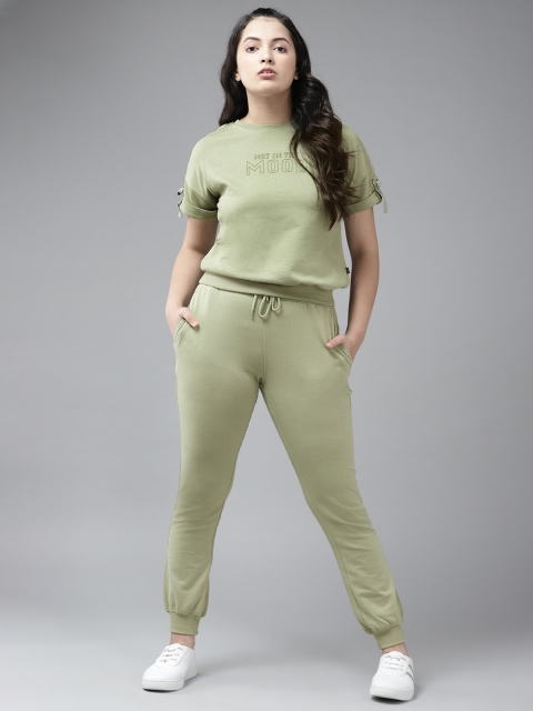 

UTH by Roadster Girls Olive Green Printed Detail Co-ord Set