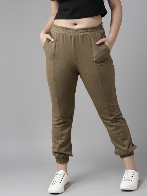

UTH by Roadster Girls Olive Brown Solid Joggers