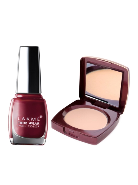 

Lakme Set of True Wear Color Crush Nail Polish & Radiance Complexion Compact, Maroon