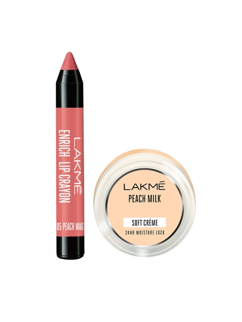 

Lakme Set of Enrich Lip Crayon & Peach Milk Soft Creme