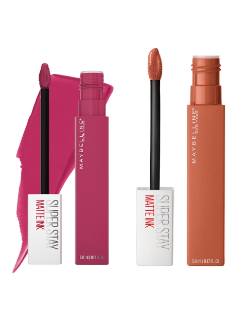 

Maybelline New York Set of 2 Super Stay Matte Ink Lipsticks- Savant 150 & Fighter 75, Brown