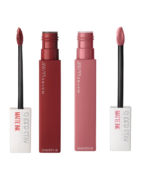 

Maybelline New York Set of 2 Super Stay Matte Ink Lipsticks- Voyager 50 & Self-Starter 130, Pink