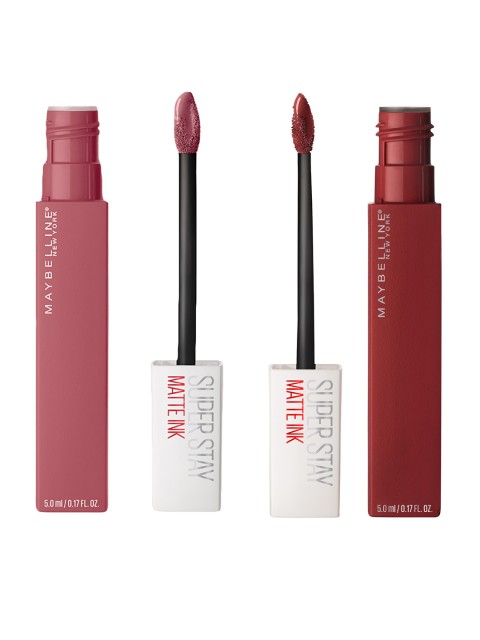 

Maybelline New York Set of 2 Super Stay Matte Ink Lipsticks- Voyager 50 & Delicate 225, Maroon