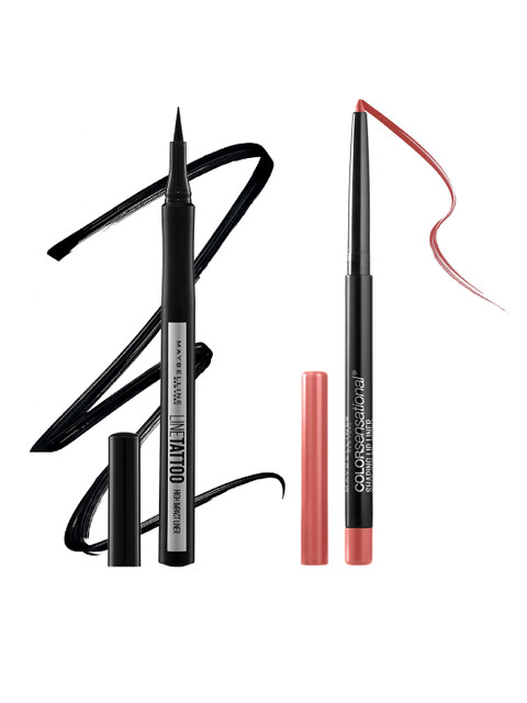 

Maybelline New York Set of Line Tattoo High Impact Liner & Color Sensational Lip Liner, Black
