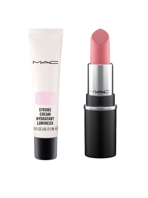 

M.A.C Set of Mini Lipstick & Strobe Cream, Pink
