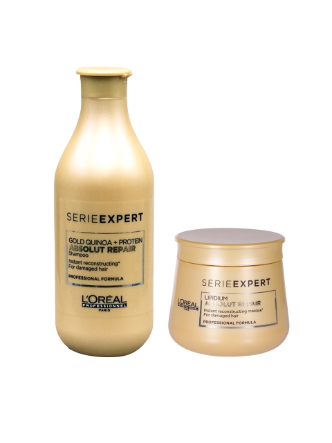 

LOreal Professionnel Set of Lipidium Absolut Repair Hair Masque & Protein Repair Shampoo, Beige