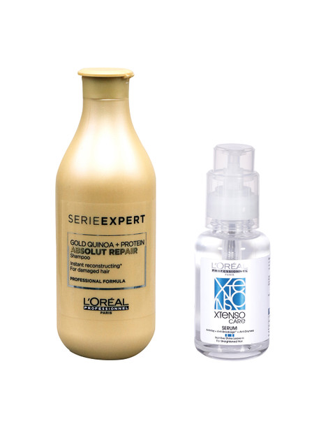 

L'Oreal Professionnel Set of Gold Quinoa Protein Repair Shampoo & X-Tenso Care Hair Serum, Beige