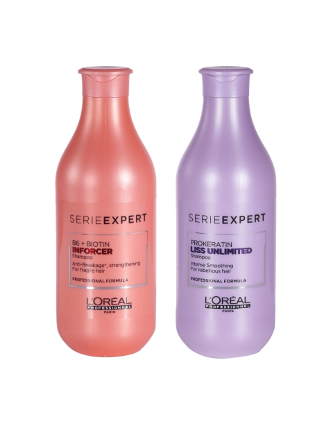 

LOreal Professionnel Set of B6 Biotin Inforcer Shampoo & Liss Unlimited Shampoo, Peach