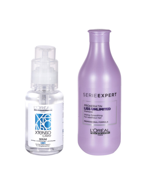 

LOreal Professionnel Set of Liss Unlimited Shampoo & X-Tenso Care Hair Serum, Purple