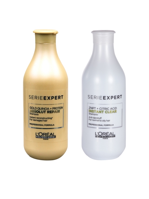 

LOreal Professionnel Set of ZNPT Citric Acid Anti Dandruff Shampoo & Gold Quinoa Shampoo, White