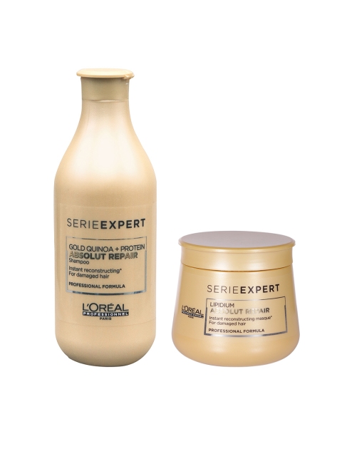 

LOreal Professionnel Set of Lipidium Absolut Repair Hair Masque & Shampoo, Beige