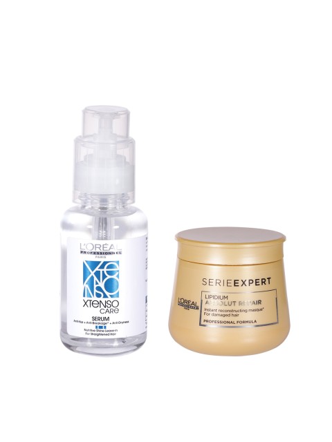 

LOreal Professionnel Set of Lipidium Absolut Repair Masque & X-Tenso Care Hair Serum, Beige