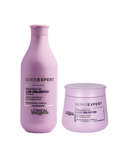 

LOreal Professionnel Set of Prokeratin Liss Unlimited Hair Masque & Shampoo, Lavender