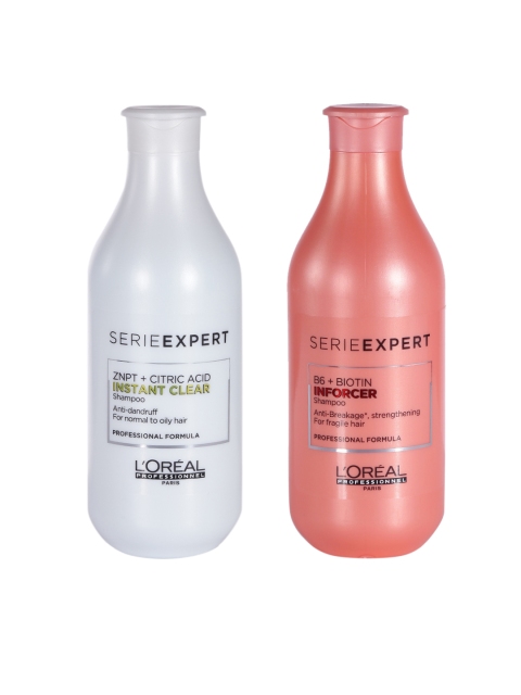 

LOreal Professionnel Set of B6 Biotin Inforcer Shampoo & Instant Clear ZNPT Shampoo, Peach