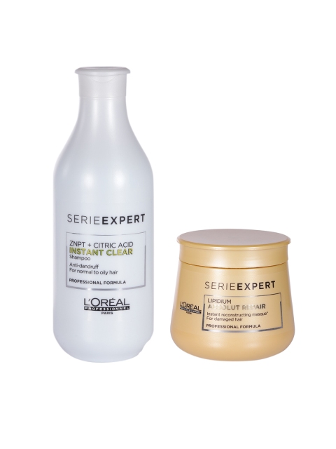 

LOreal Professionnel Set of Lipidium Absolut Repair Masque & ZNPT Anti Dandruff Shampoo, Beige