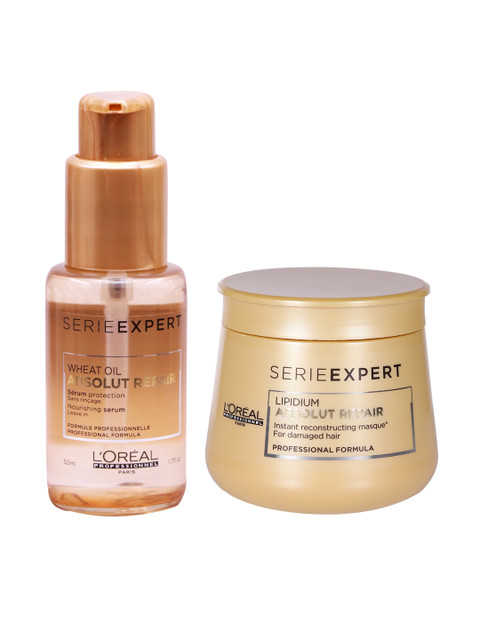 

L'Oreal Professionnel Set of Absolut Repair Lipidium Hair Serum & Lipidium Repair Masque, Beige