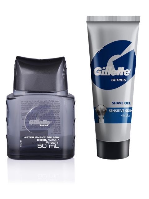

Gillette Sensitive Skin with Aloe Shave Gel & Arctic Ice Bold After Shave Splash 60g 50ml, Grey