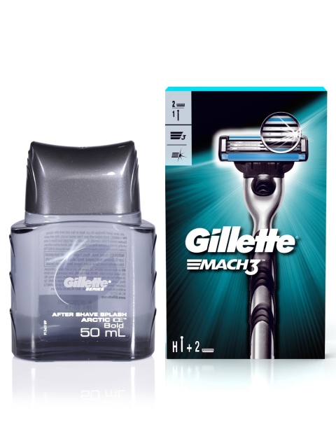 

Gillette Men Mach 3 Shaving Razor, Shaving Blade & Arctic Ice Bold After Shave Splash 50ml, Grey