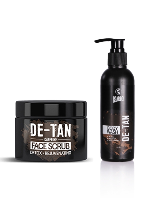 

BEARDO Caffeine De-Tan Face Scrub & De-Tan Body Wash Set, Black