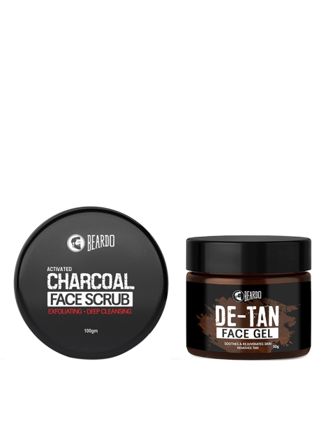 

BEARDO Men Activated Charcoal Deep Cleansing Face Scrub & De-Tan Face Gel, Black