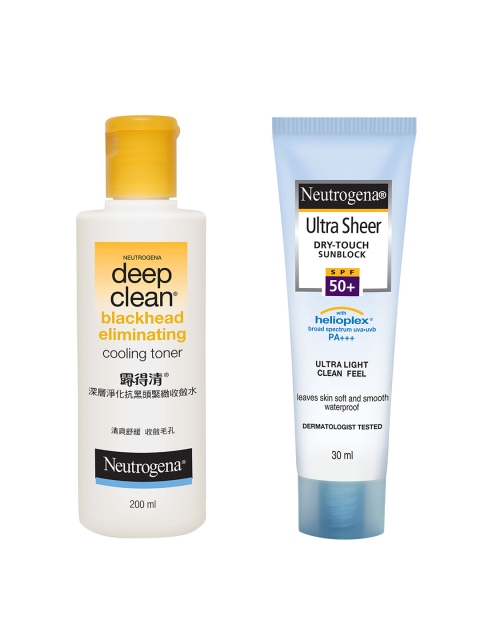 

Neutrogena Deep Clean Blackhead Removal Cooling Toner & Dry Touch Sunblock SPF 50+ 30 ml, White