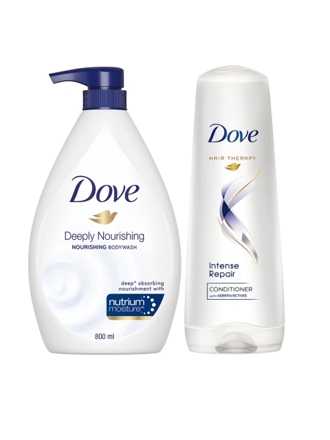 

Dove Unisex Intense Repair Conditioner & Deeply Nourishing Body Wash, White