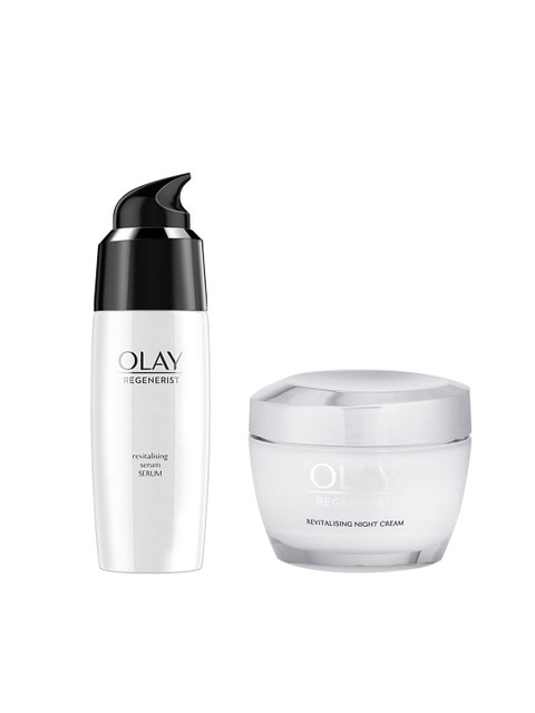 

Olay Set of Regenerist Advanced Anti-Ageing Revitalising Serum & Anti-Ageing Night Cream, White