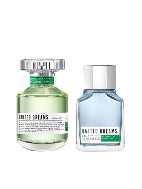 

United Colors of Benetton Set of Men United Dreams Go Far EDT & Women Live Free EDT, Blue