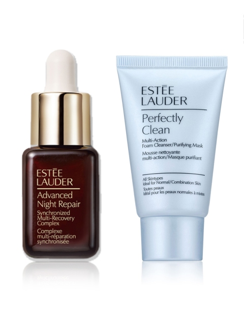 

Estee Lauder Set of Mini Advanced Night Repair Serum & Perfectly Clean Foaming Cleanser, Brown