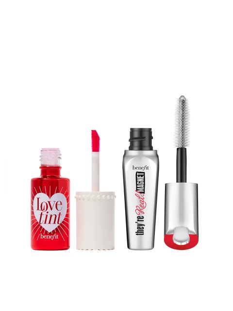 

Benefit Cosmetics Set of Cheek & Lip Stain Love Tint & Mini They're Real Mascara, Red