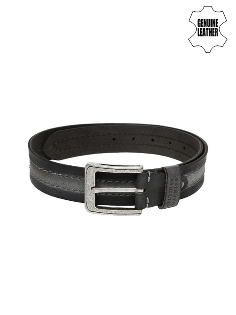 

Flying Machine Men Grey & Black Striped Genuine Leather Belt
